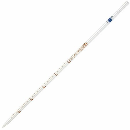 GLOBE SCIENTIFIC Pipette, Serological, Globe Glass, Reusable, 5mL, 0.1 Graduations, Blue Band, 6PK 8510005